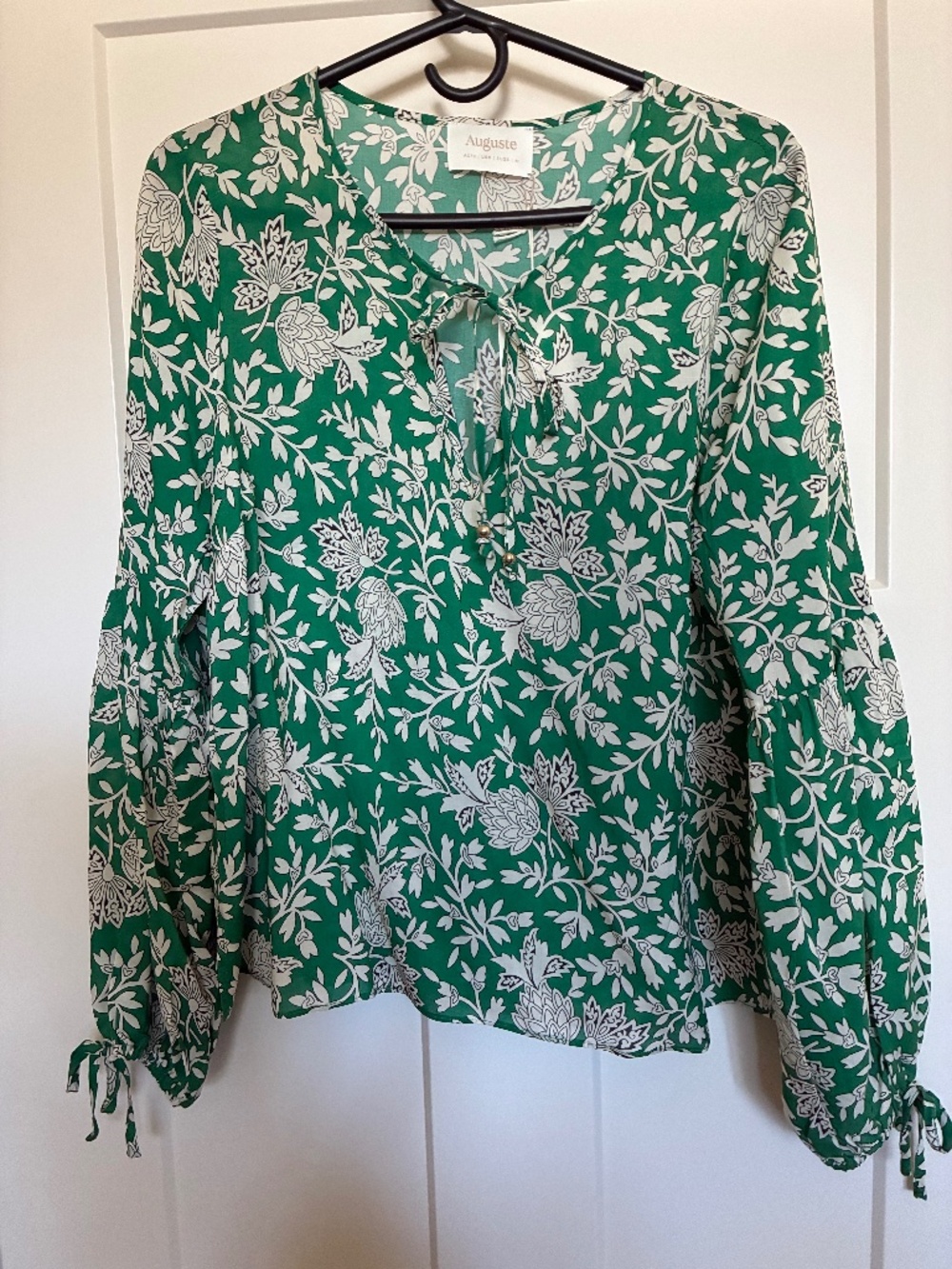 Green floral shirt with ties